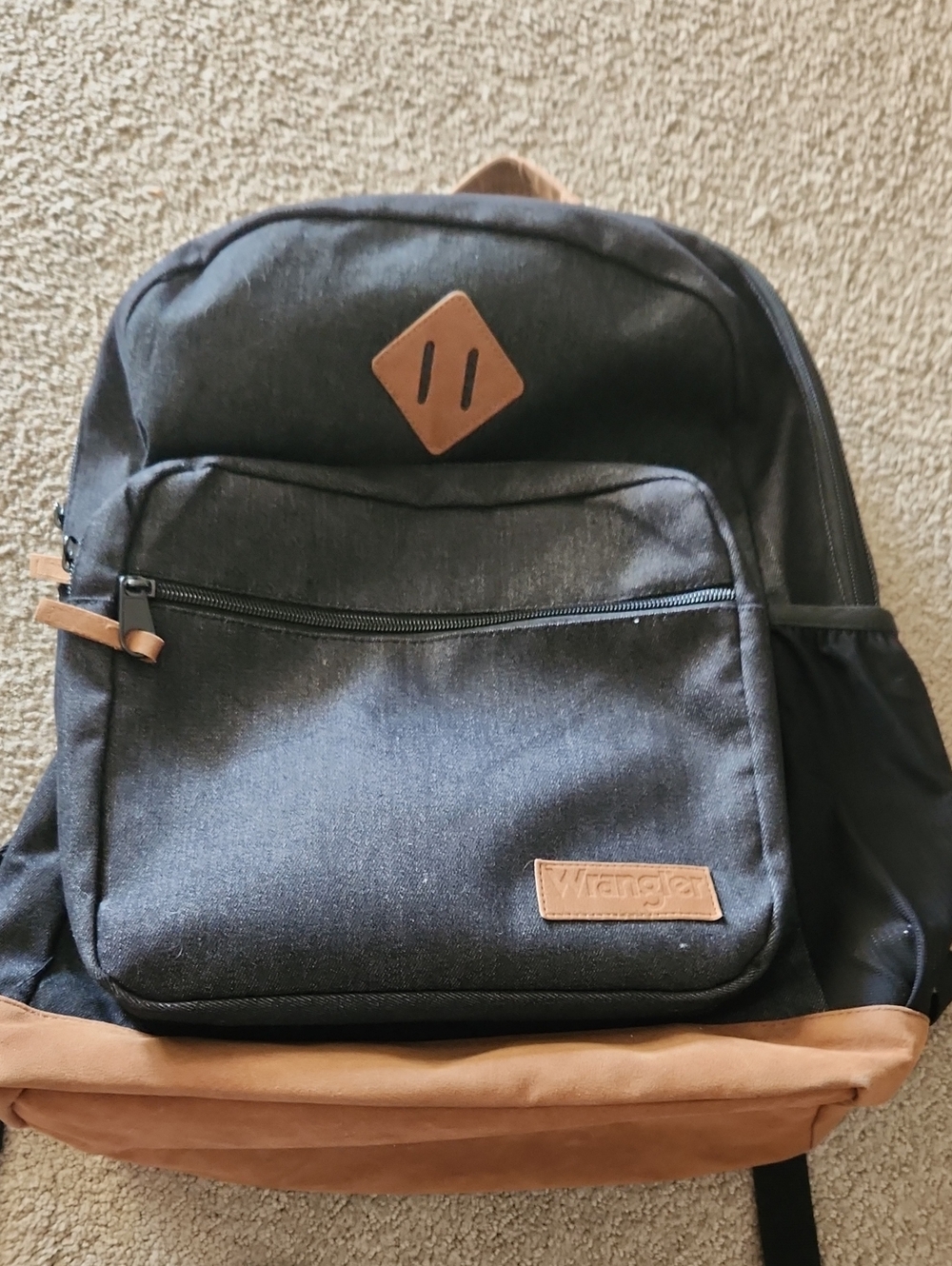 Wrangler Black Denim Backpack - Excellent Condition, Padded Laptop Compartment